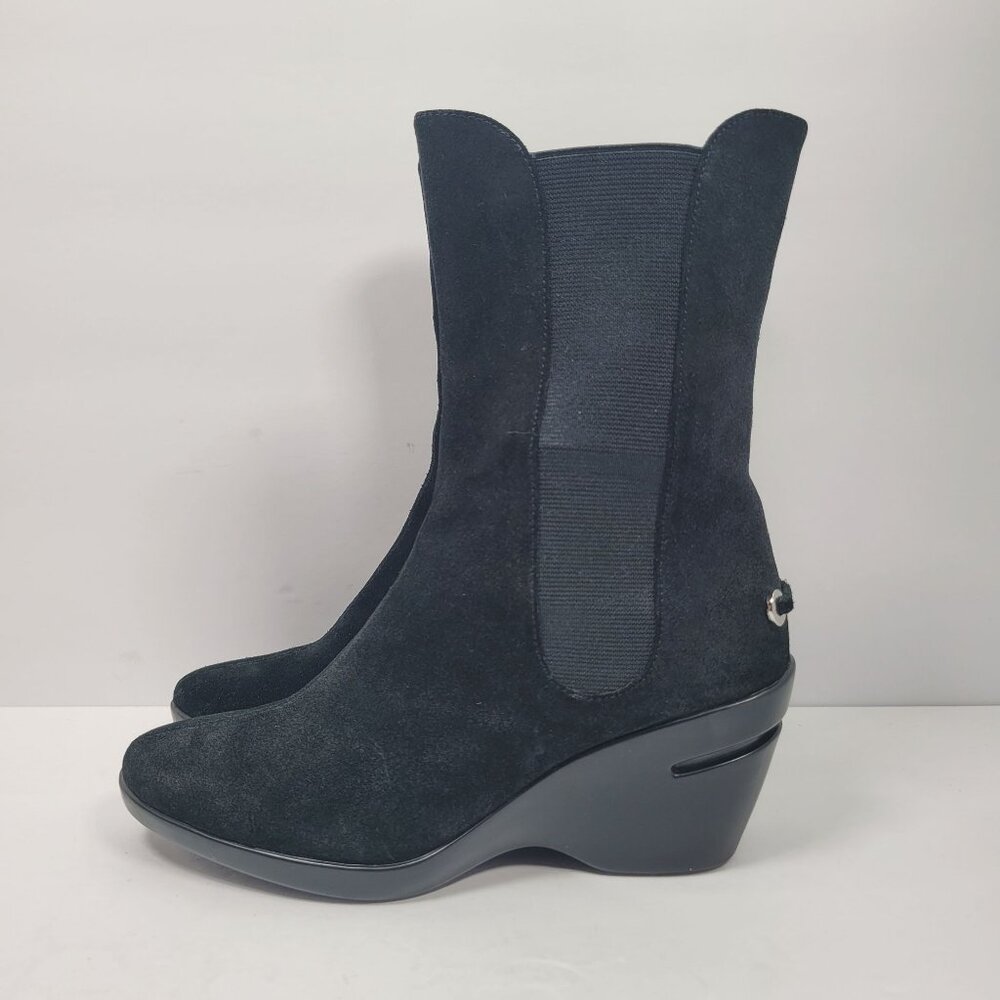 Cole Haan Nike Air Women's Black Suede Wedge Mid Calf Boots D20630 US Size 6B - Picture 2 of 12